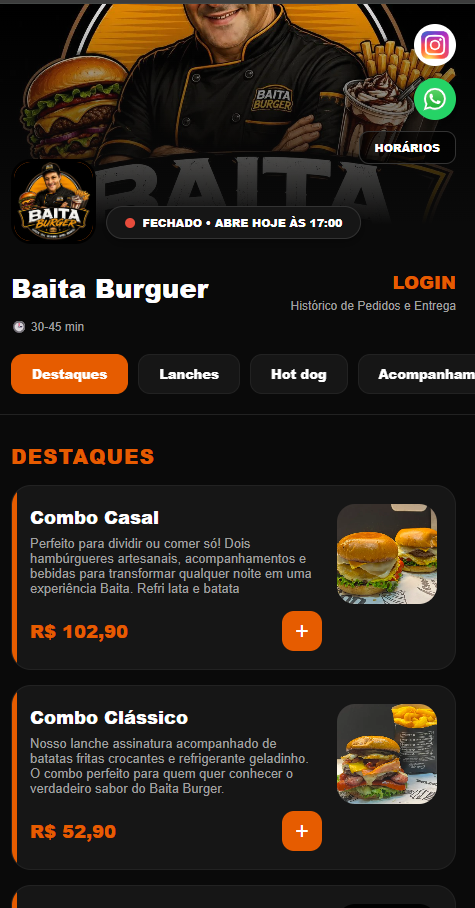 Cardápio Digital Baita Burguer