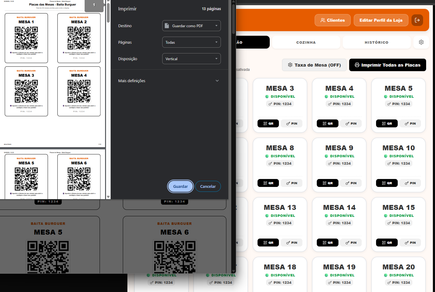 Pedido Direto via QR Code e Mesas em Tempo Real